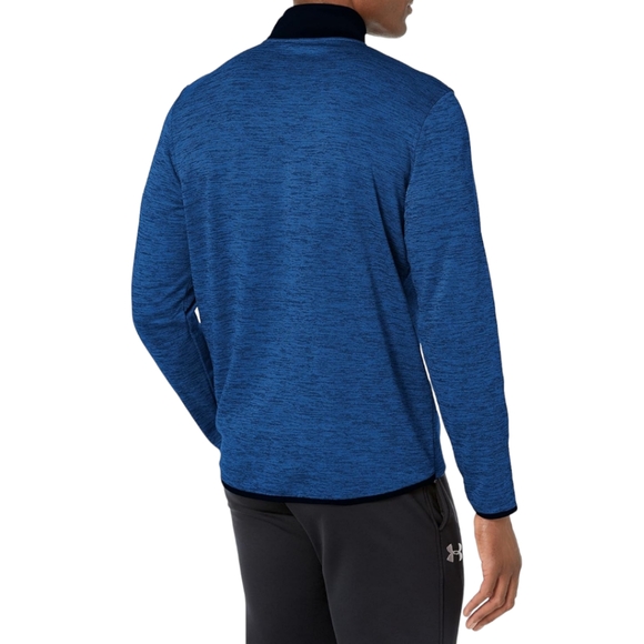 Under Armour Men's Fleece Quarter-Zip Colorblock Sweatshirt in Tech Blue - Picture 4 of 13